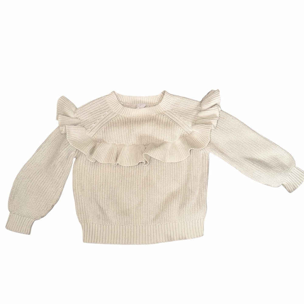 BABY GAP cream knit sweater with ruffles. 2T
Perfect quick put on sweater.